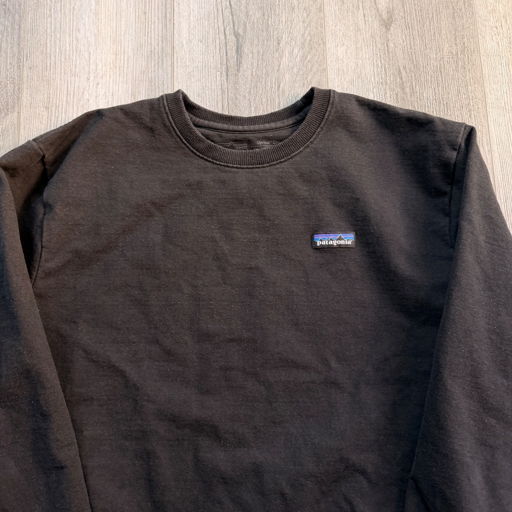 Patagonia Mens L Black Uprisal Crew Sweatshirt Recycled Regular Fit Logo - Picture 2 of 7